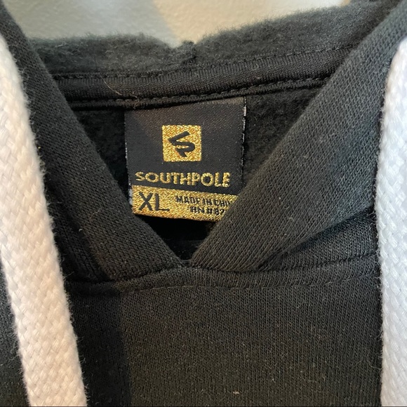 South Pole Black Hoodie w/ White Drawstring Sz.XL - Picture 3 of 11